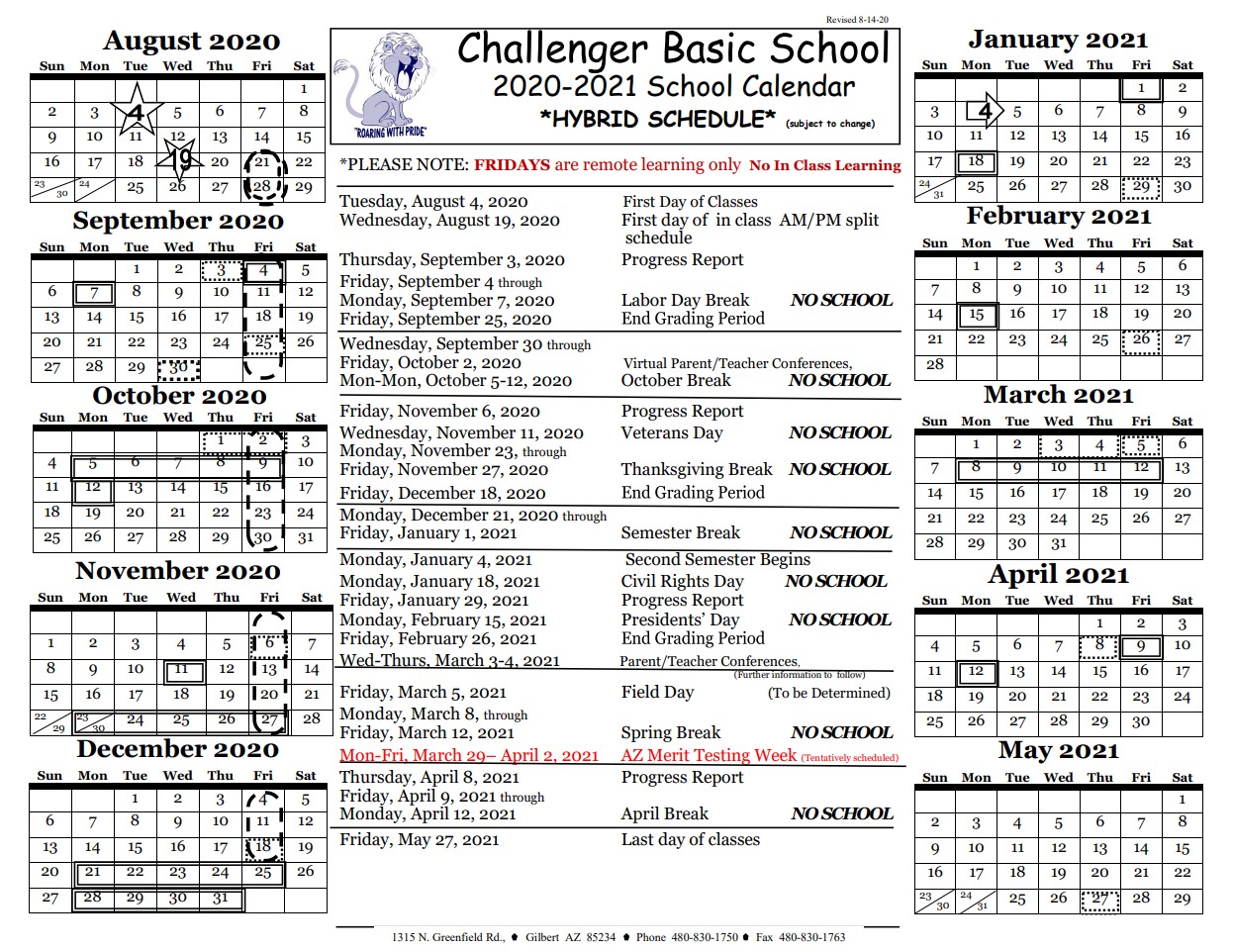 Calendar - Challenger Basic